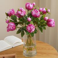 Arreglo De Flores De Seda Estilo Europeo Con Dos Cabezas Simuladas De Peonía Para Bodas Y Decoración Del Hogar Flores Artísticas De Terciopelo Suave - details 0