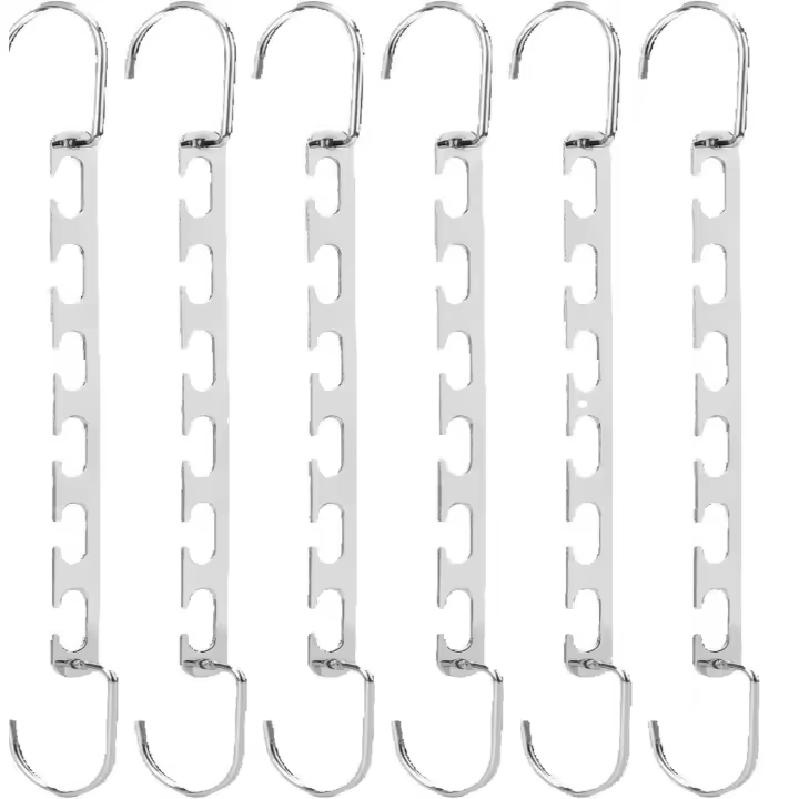 6 Piezas 26CM PerchasOps, Perchas Multiples de Metal, Perchas Abreviables para Camisa Vestido Pantalones Abrigo - 1