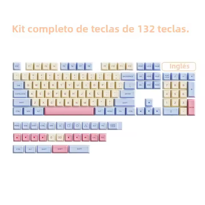 Keycaps Marshmallow 132 Teclas PBT Dye Sublimation XDA Perfil Para Switch MX Ajuste Para Teclado 61/64/68/87/96/104/108 XDA Keycaps - 1
