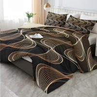 Juego De Cama Moderno 3 Piezas Marrón Con Rayas Onduladas - Incluye Funda De Edredón Y 2 Fundas De Cojines (sin Relleno) - details 4