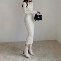 Vestido Bodycon Elegante Para Mujer Con Botones Y Cuello En V De Terciopelo Suave Manga Larga Estilo Oficina Otoño Invierno - details 11