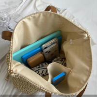 Bolso de mano de gran capacidad para mujer, bolsa de hombro tejida a mano, fresca, Rural, de hierba, de verano - details 16