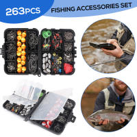 Set de Accesorios para Pesca de 263 piezas Caja de Aparejos con Pinzas, Anzuelos, Pesas, Deslizamientos Deportes y Exteriores - details 3