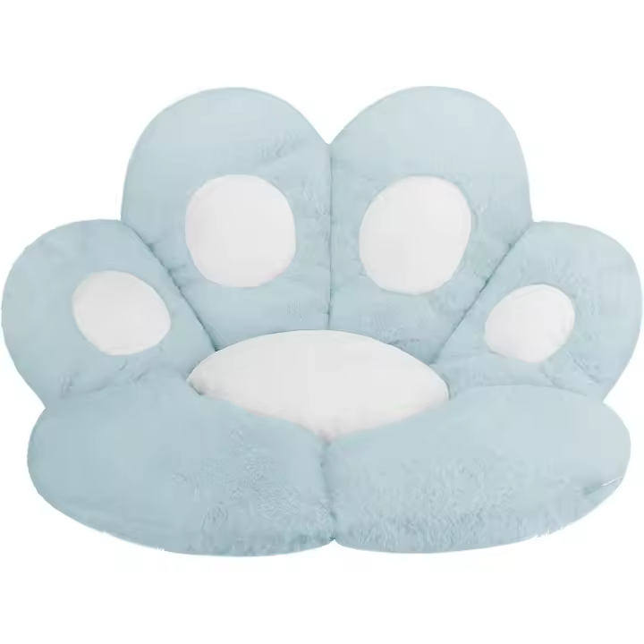 Cojín de asiento con forma de pata de gato, sofá perezoso, cojín de felpa para silla, lindos y cómodos cojines de asiento trasero para dormitorio, oficina, sofá, azul - 1