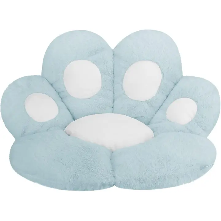 Cojín de asiento con forma de pata de gato, sofá perezoso, cojín de felpa para silla, lindos y cómodos cojines de asiento trasero para dormitorio, oficina, sofá, azul - 1