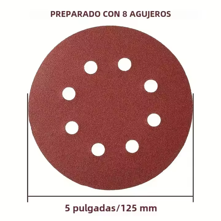 Discos De Esmalte Con Gancho Y Bucle 5/8 Agujeros 60/80/120/150/180/240/320/400/600 Grados Para Sándwich De Origen Random Orbital - 1