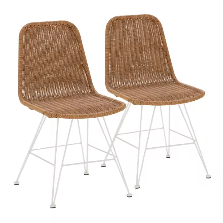 VS Venta-Stock Pack 2 sillas de comedor o jardín Beth Ratan/Blanco - 1