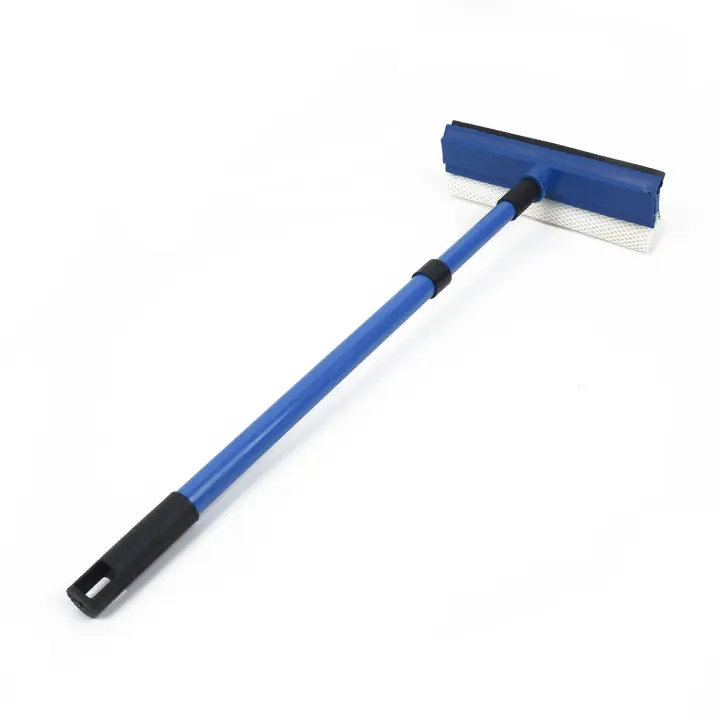Limpia Ventanas 2 En 1 Limpia Y Seca Cepillo De Limpieza De Vidrio Con Mango Extensible Esponja Cepillo Escobilla Doble Propósito Limpiador De Vidrio Ambientalmente Amigable - 1