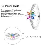 Anillo De Plata 925 De Lujo Para Mujer Con Piedra CZ Colorida Y Flor Sello De Afortunado Anillo De Compromiso Y Boda Regalo - details 9