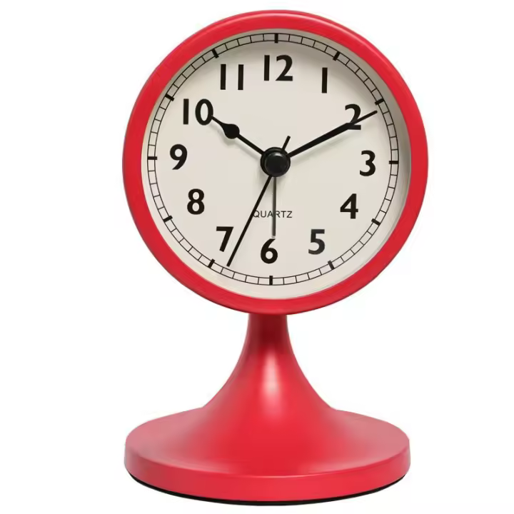 Reloj despertador analógico de metal Silencioso Negro con soporte desmontable Retro - 1