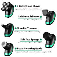 Afeitadora Eléctrica Recargable Para Hombres 5 Cabezas Flotantes Trimmer De Barba Nariz Oreja Cepillo De Rostro Razor Clipper 5 En 1 4D - details 3