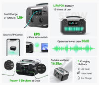 Estación de energía portátil Ampace P600 Pro, batería LiFePO4 584Wh, 2000 ciclos, control mediante APP, generador solar de 600W para campamentos al aire libre, vehículos recreativos (RVs) y uso doméstico, con 9 puertos de salida - details 1