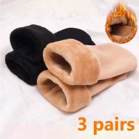 Calcetines Térmicos De Invierno Para Mujer Calcetines Gruesos Y Cómodos De Velours Sólidos Color Negro Sin Costuras Para Hacer Snow - details 0