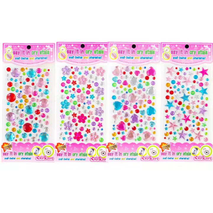 Pegatinas De Cristal Acrílico 3D Para Niñas Decoración DIY Adhesivas Brillantes Joyería De Peluca Regalo Para Niñas De 3-12 Años - 1