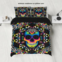 Juego De Sábanas De Pollo Con Patrón De Calavera Y Flor 3 Piezas Sin Relleno Tamaño 1.35m Para Cama Estilo Halloween - details 1