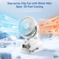 Ventilador nebulizador con clip y pantalla LED, de mano, 4 velocidades, USB (blanco) - details 2