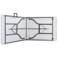 vidaXL Mesa de jardín plegable con 2 bancos acero y HDPE blanco 180 cm - details 3