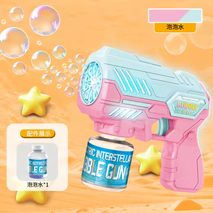 Pistola De Burbujas Eléctrica Para Niños Con Luces Automática De 10 Agujeros Juguete De Fiestas Al Aire Libre Para Boys Y Girls - 1