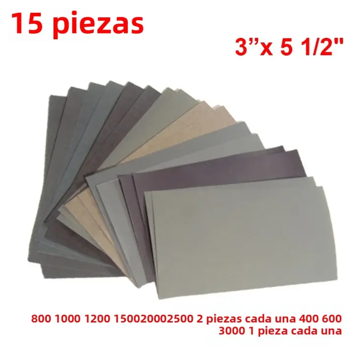 Juego De 15 Piezas De Papel De Arena Abrazable 400-3000 Grados Para Madera Metal Coche Reparación De Muebles Polvo Abrazable - 1