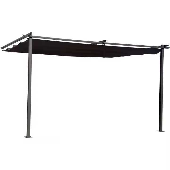 Habitat y Jardin - Pergola adossée avec toit rétractable - 3 x 4 m - Gris anthracite - 1
