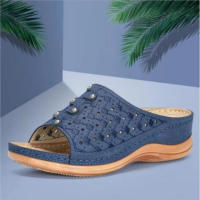 SP Sandalias de mujer de gran tamaño, sandalias de Playa de Fondo Grueso con Tacón de cuña para Exterior informales Retro Para Mujer. - details 3