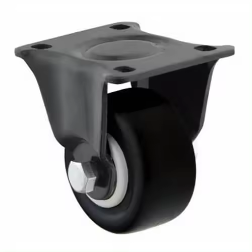 CABLEPELADO Rueda Fija industrial sin freno | Unidireccionales | Rueda para Muebles | Poliuretano | No ralla suelo | Silenciosa | Aptas para soportar cargas hasta 40 Kg | Diámetro 50 mm | Negro - 1
