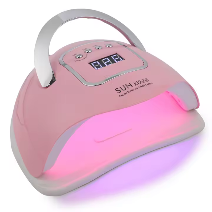 Lámpara LED UV SUN X12 MAX 280W Para Uñas Con 4 Configuraciones De Tiempo 66 LEDs Secador De Uñas Portátil Profesional Para Uñas Color Rosa/Blanco - 1