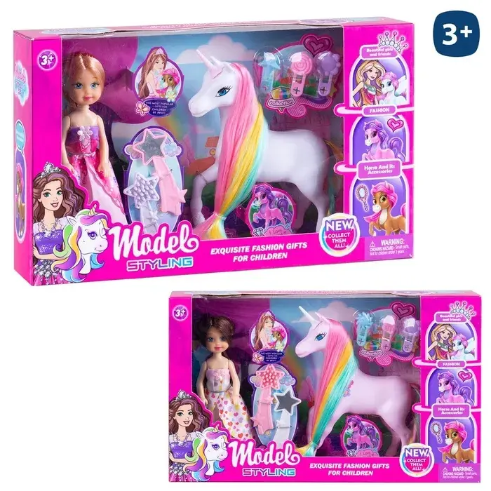 Muñeca Con Unicornio Rainbow 2/C 16 Cm Producto Oficial Producto Escolar Para Niños y Niñas - 1