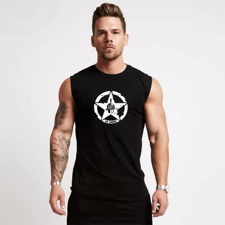 Camiseta de Algodón para Entrenamiento Cómodo para Hombres Equipo de Entrenamiento Transpirable para Verano Patrón Impreso Cuidado del Textil Moda para Hombres - 1