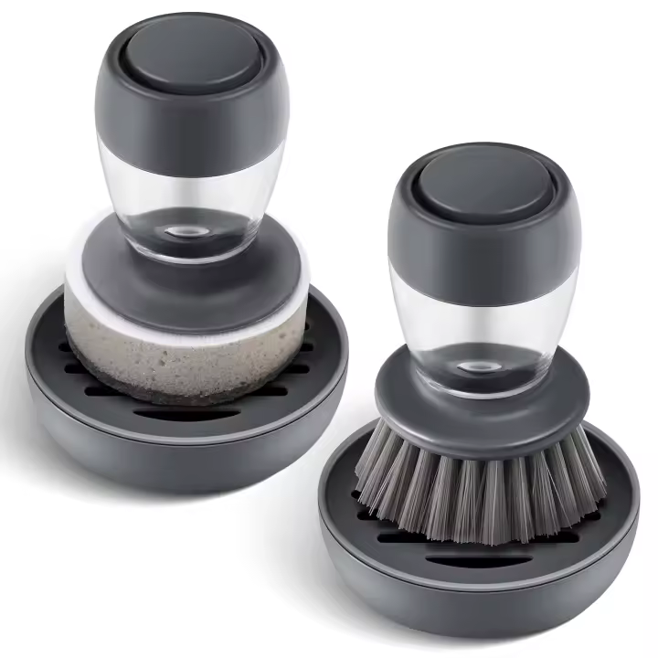 Leeseph Conjunto De 2 Cepillos Para Platos Con Dispensador De Jabón Y Bandeja De Drenaje Para Lavar Platos O Ollas - 1