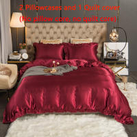 Set De Edredón Satinado 3PCS Rosa Y Rosa Claro Seda Suave Con Volante Patrón De Lujo Colchón Funda De Edredón Moderno Para Cama - details 15