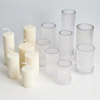 Molde De Vela Geométrico Y Rayado Fácil Desmoldado DIY Cilíndrico Con Tapa Plana De Acrílico Para Fabricación De Velas Suministros De Arte Decoración Del Hogar - details 0