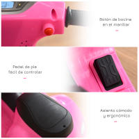 HOMCOM Moto Eléctrica Vespa para Niños de 18-36 Meses con Faro Bocina y 4 Ruedas Motocicleta Infantil con Licencia 66,5x38x52 cm - details 6