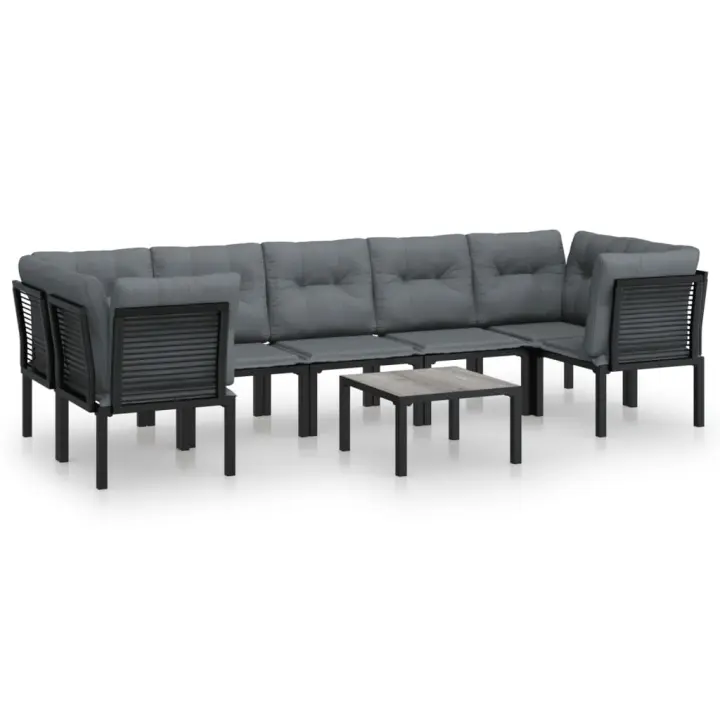 vidaXL Juego de muebles de jardín 8 pzas ratán sintético negro y gris - 1