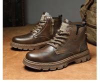 Botas De Cuero Retro Para Hombre Con Suela Gruesa Y Resistentes Al Desgaste Zíper Lateral Alta Comodidad Casual Botines De Otoño Y Primavera - details 12