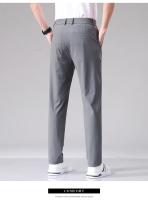 Pantalones Casuales Para Hombre Verano Ultrafino Seda De Hielo Delgados Rectos Negros Grises Pantalones De Negocios Rapidos Secados - details 10