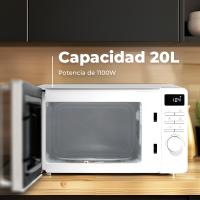EVVO Microondas M20 , 20L de Capacidad, Grill 800W, Puerta Efecto Espejo, Multifunción, Función Descongelar, Temporizador - details 0