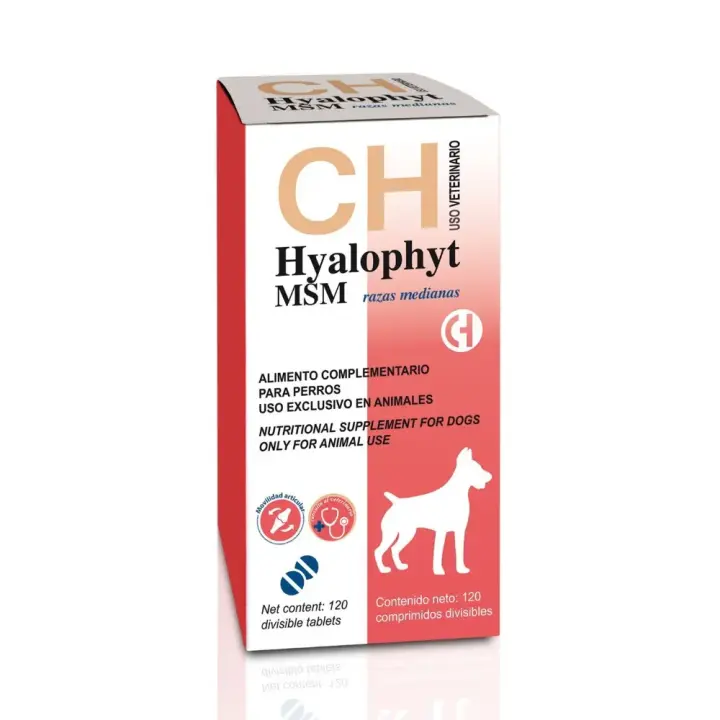Hyalophyt MSM razas medianas 120 comprimidos suplemento condroprotector para perros Chemical Iberica - 1