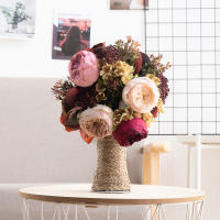 Gran Bouquet De Flores Artificiales Peonía Roja En Seda Alta Calidad Decoración Para El Hogar Adecuado Para Bodas Y Navidad - details 3