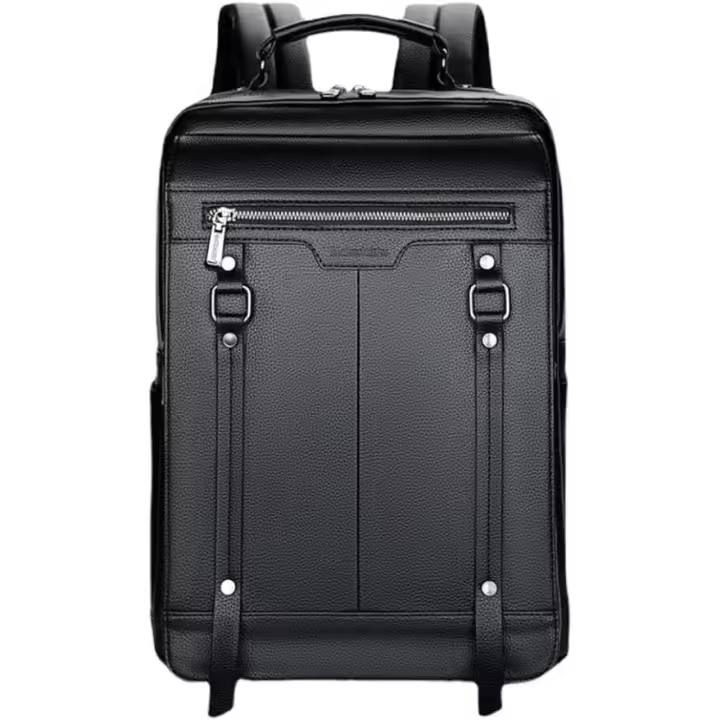 Men Leather Laptop Backpack Leather College Backpack Travel Waterproof Bag - 1