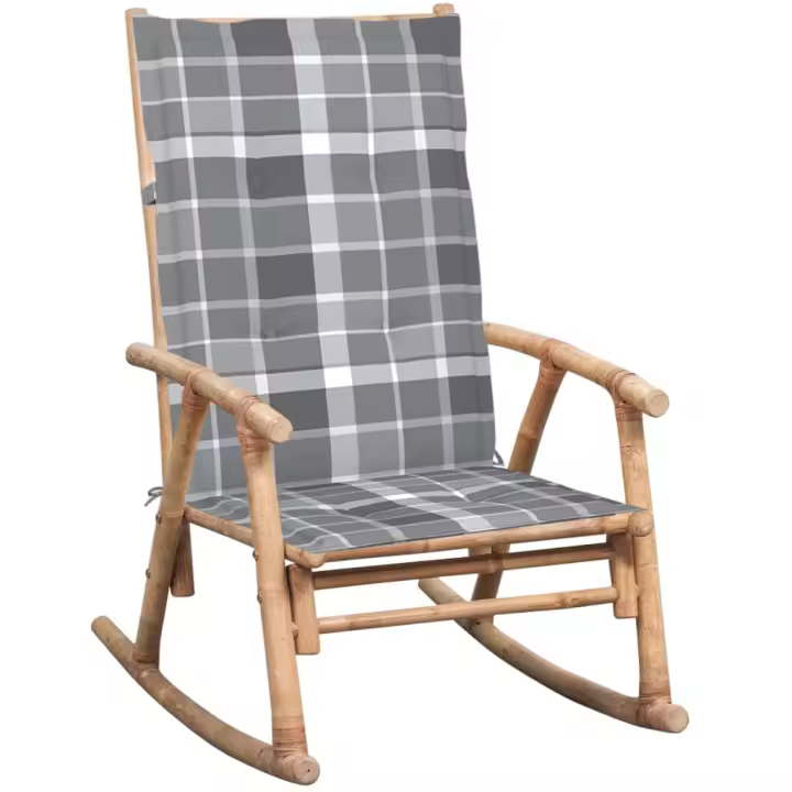 vidaXL Silla mecedora con cojín bambú - 1