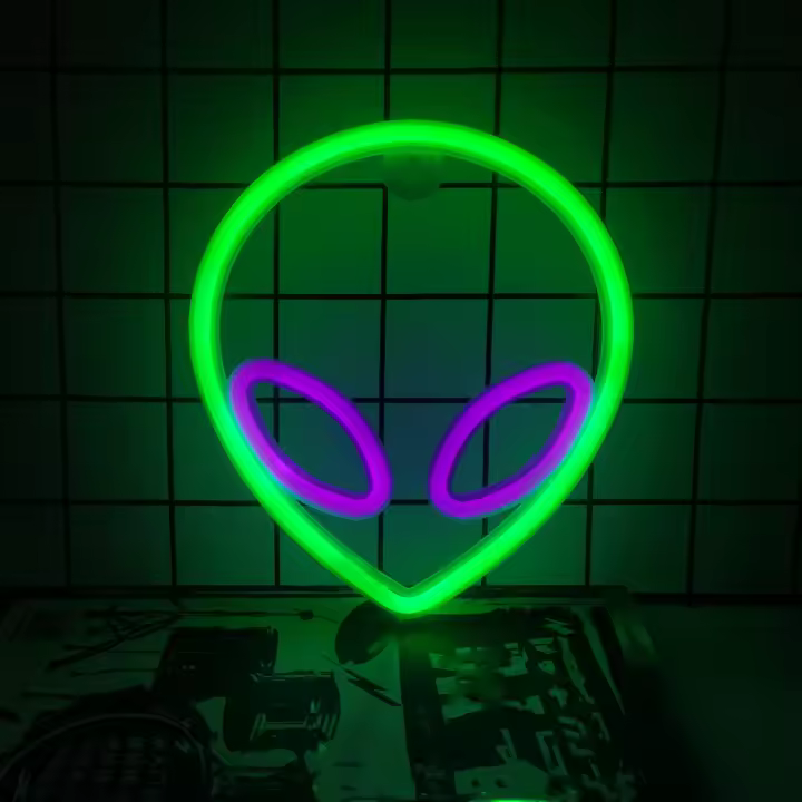 Luz LED De Neón Alienígena Cool Para Pared Con Control USB/batería Decorativa Para Dormitorio Regalo De Cumpleaños Juego De Fiesta Habitación Moderna - 1