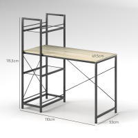 HOMCOM Escritorio con Estantería Reversible Industrial Escritorio con Marco de Acero Mesa de Estudio para Oficina Dormitorio 110x53x115,5 cm Roble y Negro - details 2