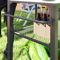 Carro de barbacoa Carro de servicio de 3 niveles con Rueda de estante de encimera, Mesa de barbacoa de Maple inoxidable, Mesa Auxiliar de barbacoa, carrilla de exterior, Parrilla de carbón de Jardín, Terraza, terraza, 105x50x79cm Negro - details 3