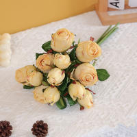 6pcs/Lot Rosa Simulada Estilo Americano Con Borde Focal Decoraciones De Flores Artificiales Para Sala De Estar Y Mesa De Comedor - details 7