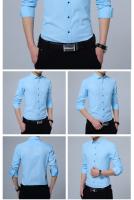 Camisa De Manga Larga Para Hombres Estilo Coreano Negocios Slim Fit Color Sólido Algodón Delgado Para Primavera Otoño - details 16