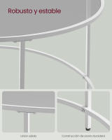 Mesa de centro redonda de cristal y acero, elegante para salón y café, disponible en negro o blanco perla, diámetro 84 cm - details 4