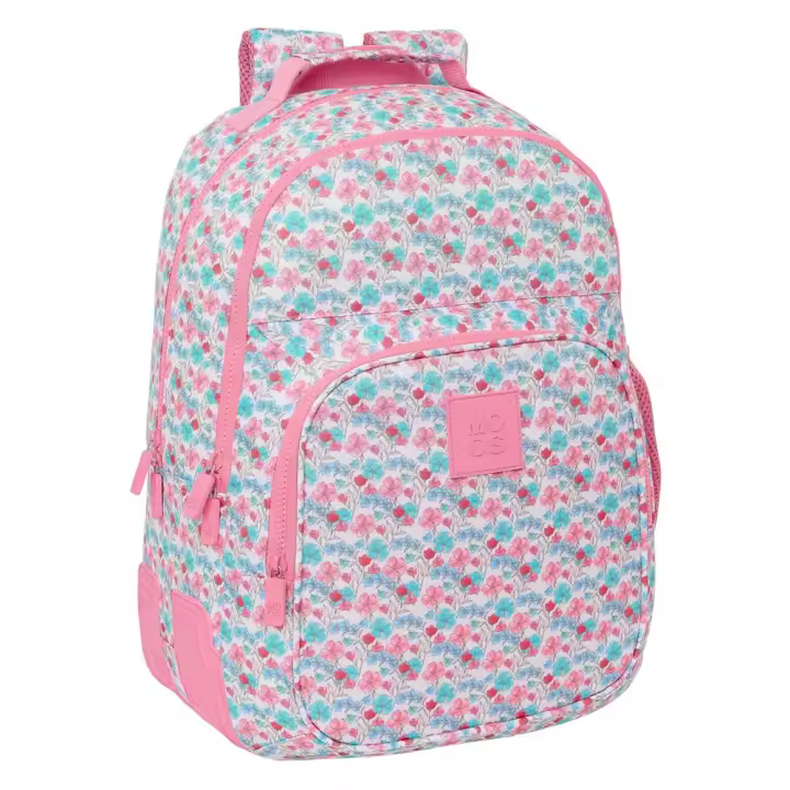 MOCHILA DOBLE ADAPTABLE A CARRO RECICLADO MOOS "FLORES" 32X42X15 CM (Safta 612418773) - 1