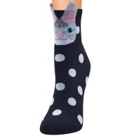 Calcetines De Algodón Para Mujer Con Impresión De Gato Casual Deportivos De Mediana Altura Calcetines De Mezcla De Algodón - details 4