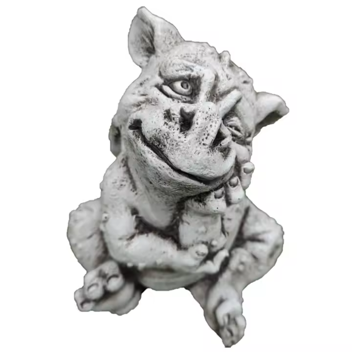 Figura Gárgola Dragón Pensativa de hormigón para exterior 16x16x21cm - 1